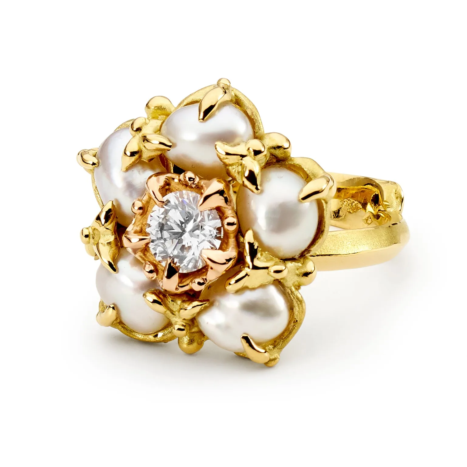 Freeform Flower Pearl Ring