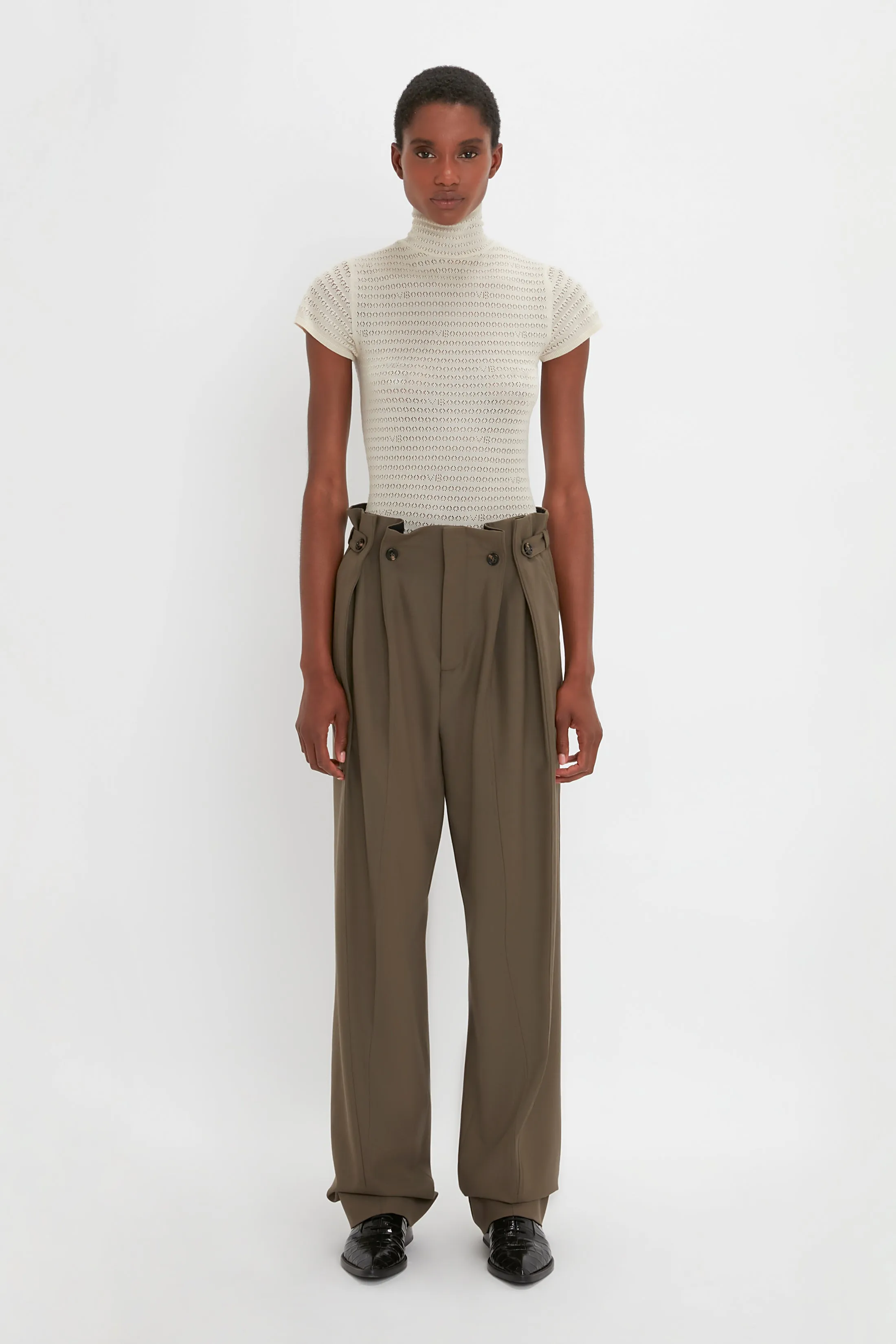 Gathered Waist Utility Trouser In Oregano