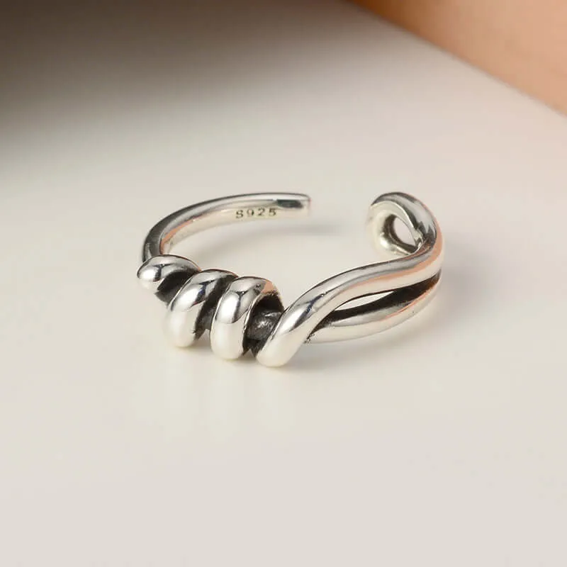 Geometric Sterling Silver Line Wrap Band Ring