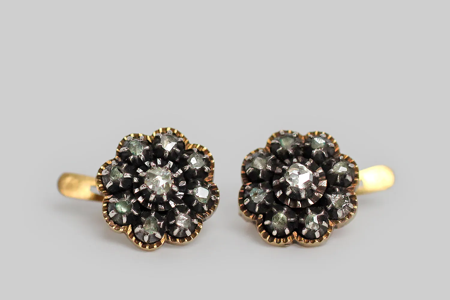 Georgian Rose Cut Diamond Button Earrings