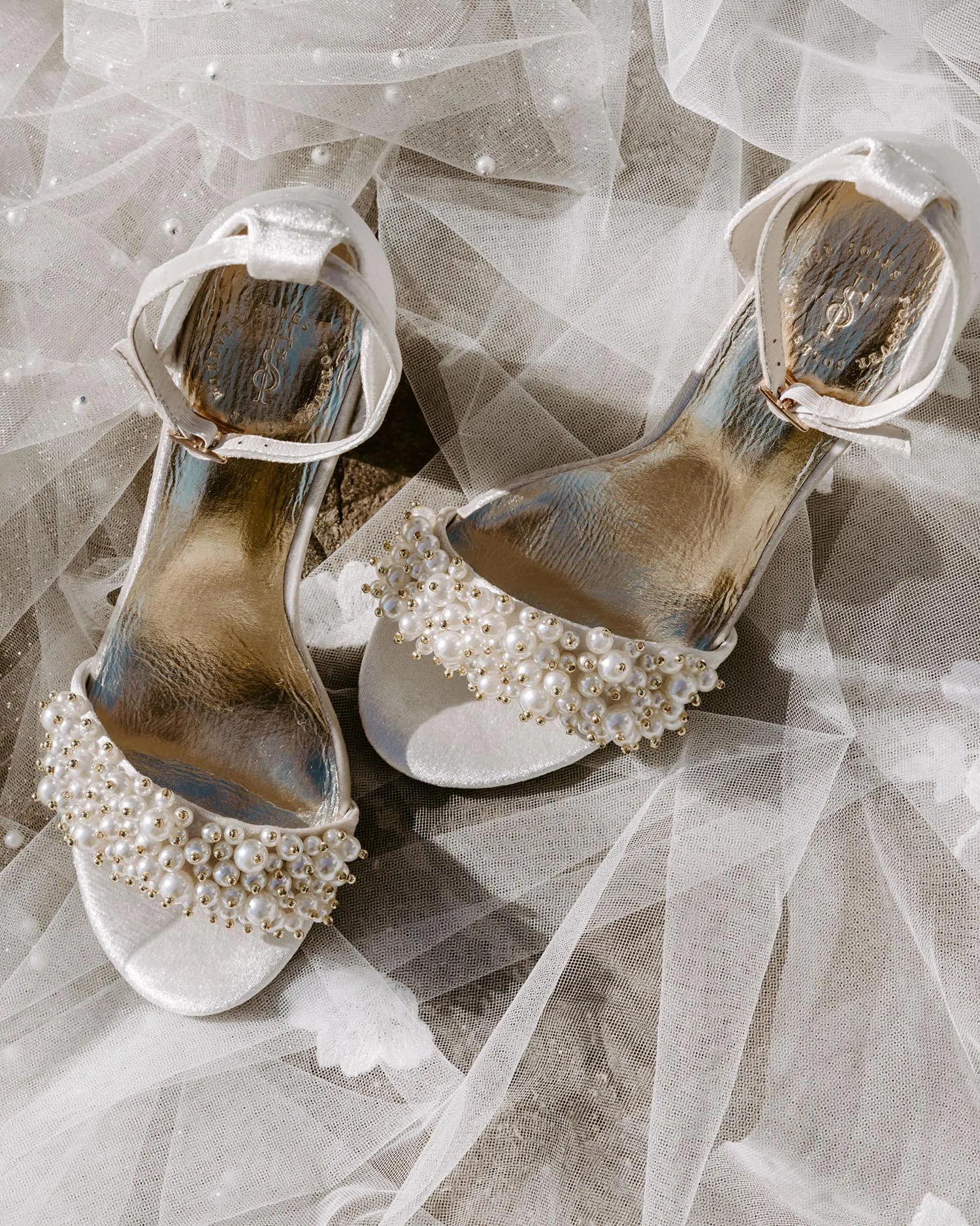 GLORIOUS - IVORY PEARL VELVET BRIDAL SHOES