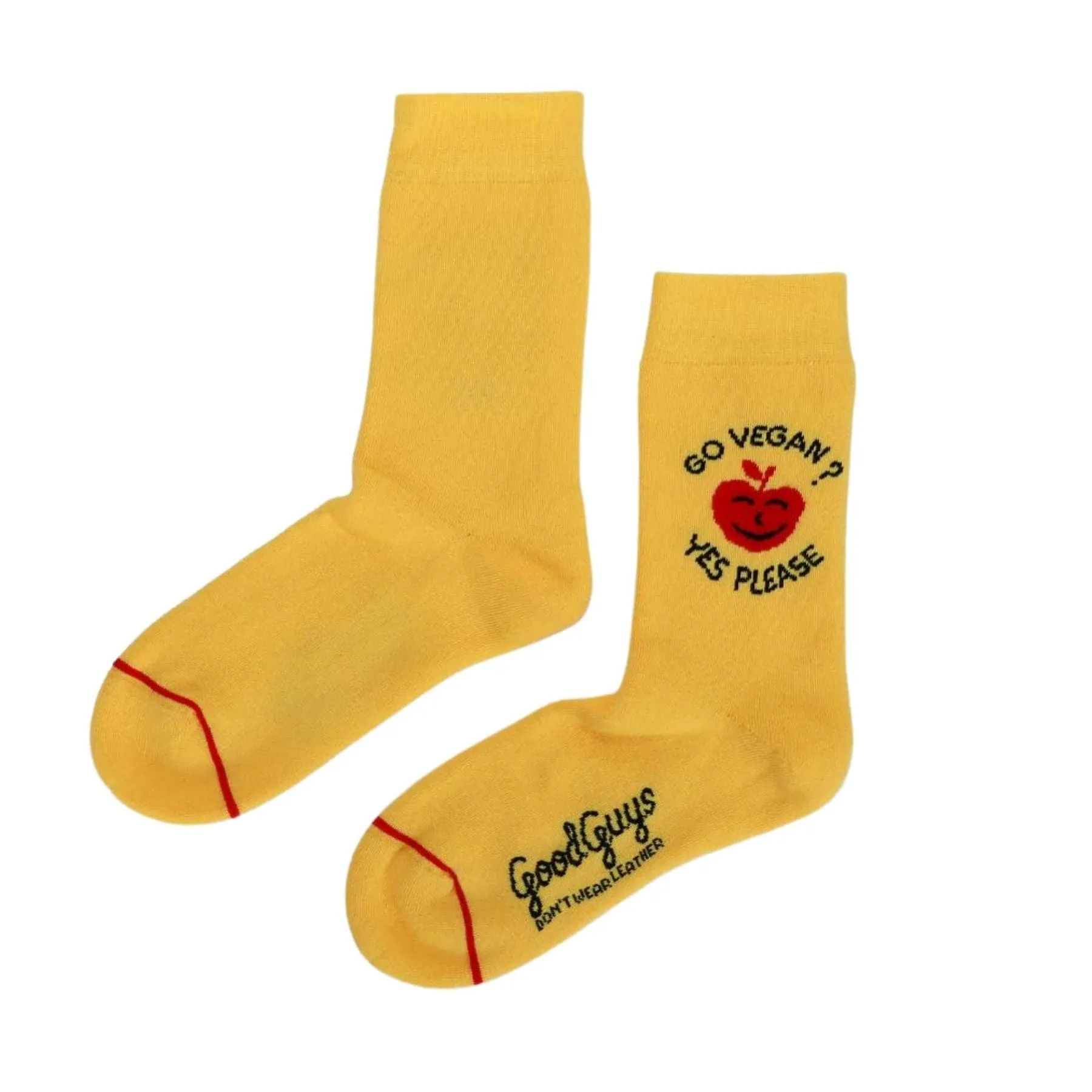 'Go Vegan? Yes please' comfy crew socks by Good Guys Don't Wear Leather - various colours