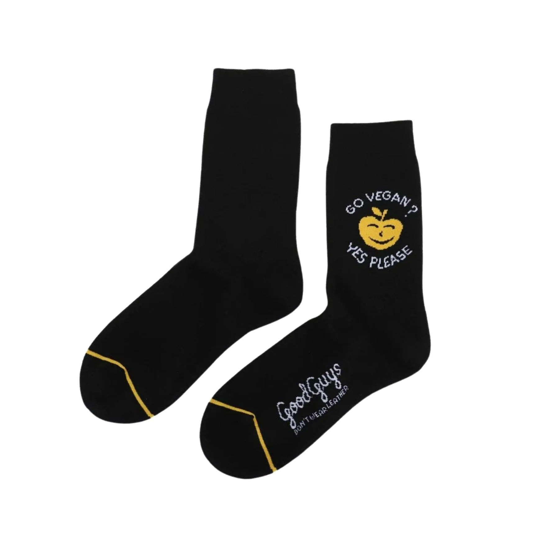 'Go Vegan? Yes please' comfy crew socks by Good Guys Don't Wear Leather - various colours