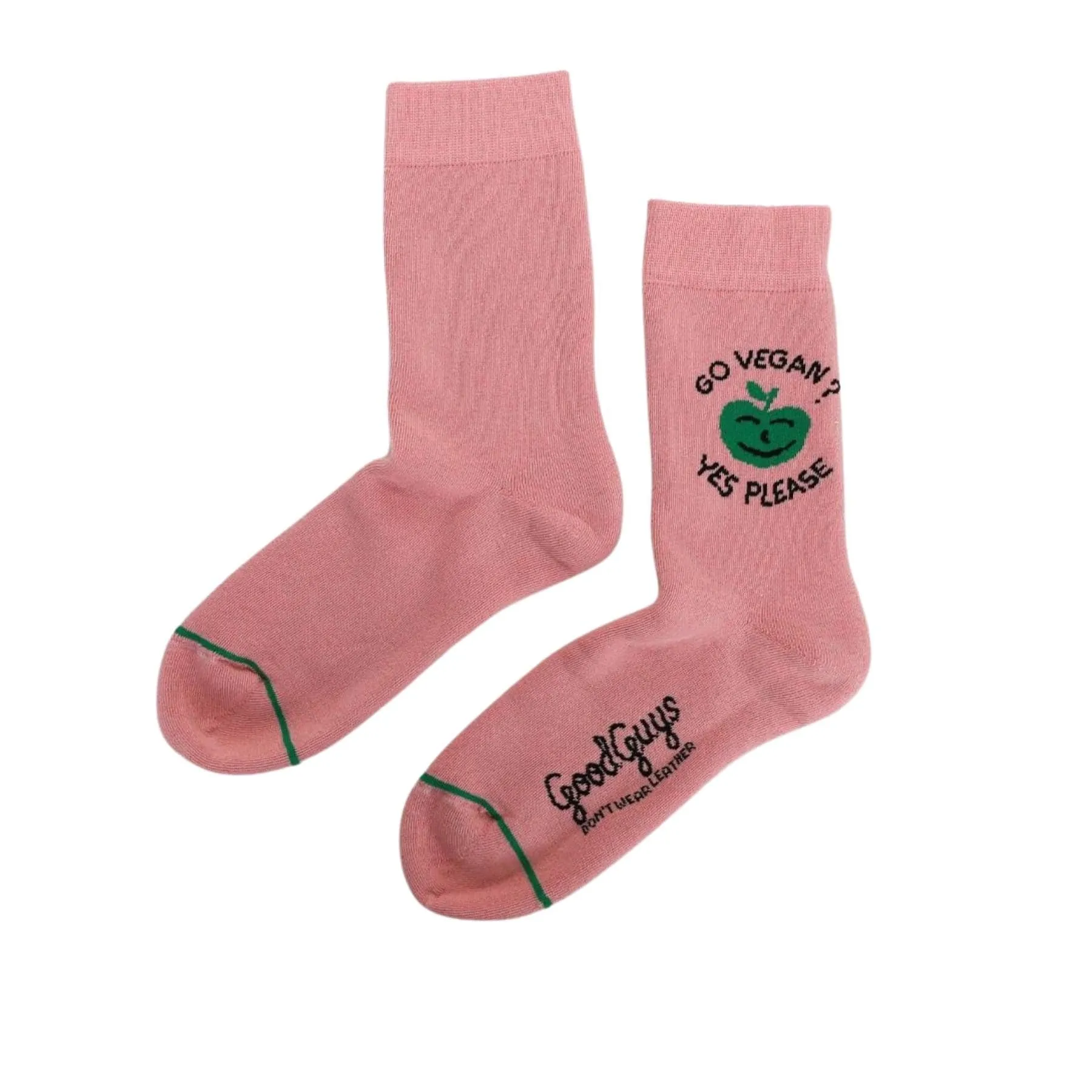 'Go Vegan? Yes please' comfy crew socks by Good Guys Don't Wear Leather - various colours