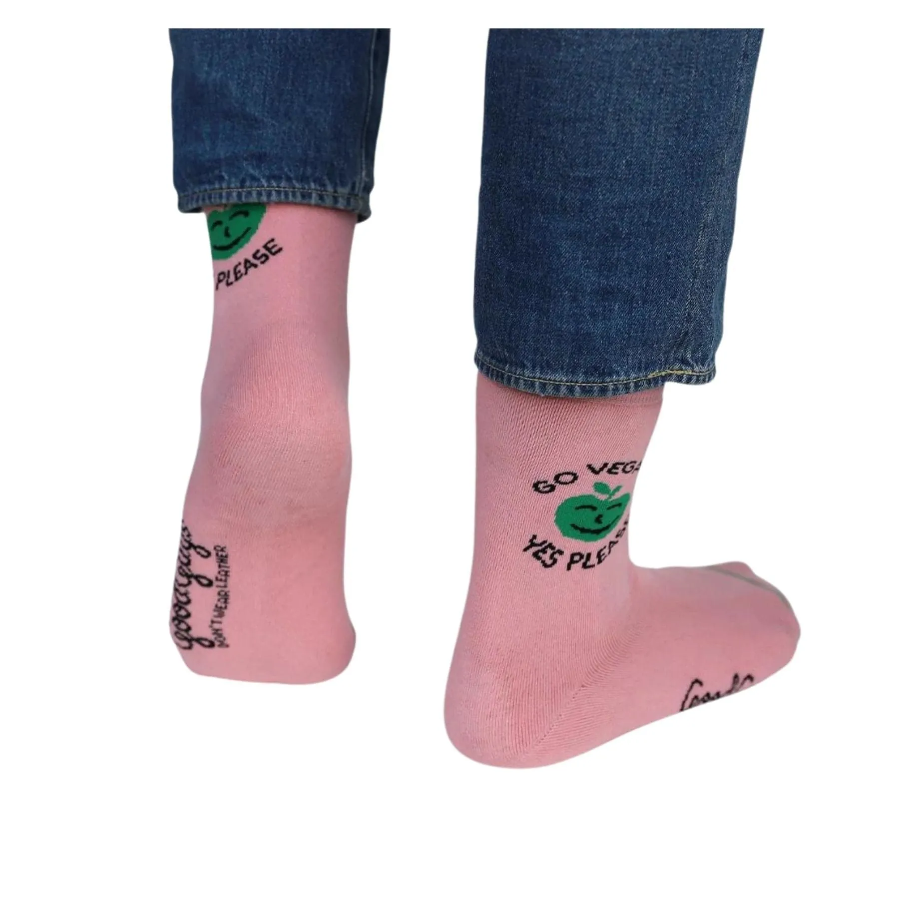 'Go Vegan? Yes please' comfy crew socks by Good Guys Don't Wear Leather - various colours