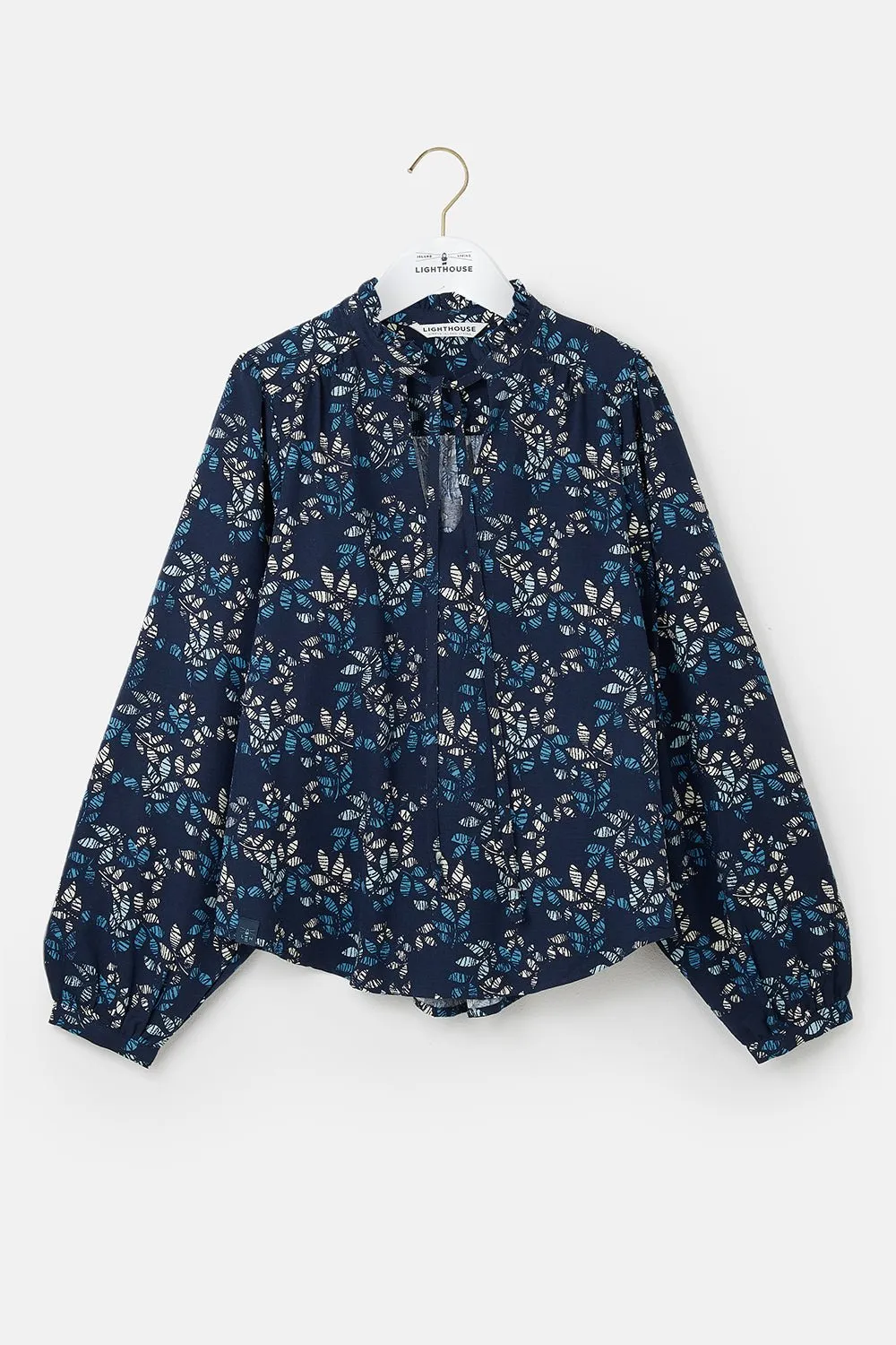 Grace Blouse - Navy Leaf