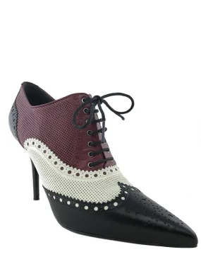 Gucci Brogue Gia Pointy Toe Ankle Bootie Size 8.5