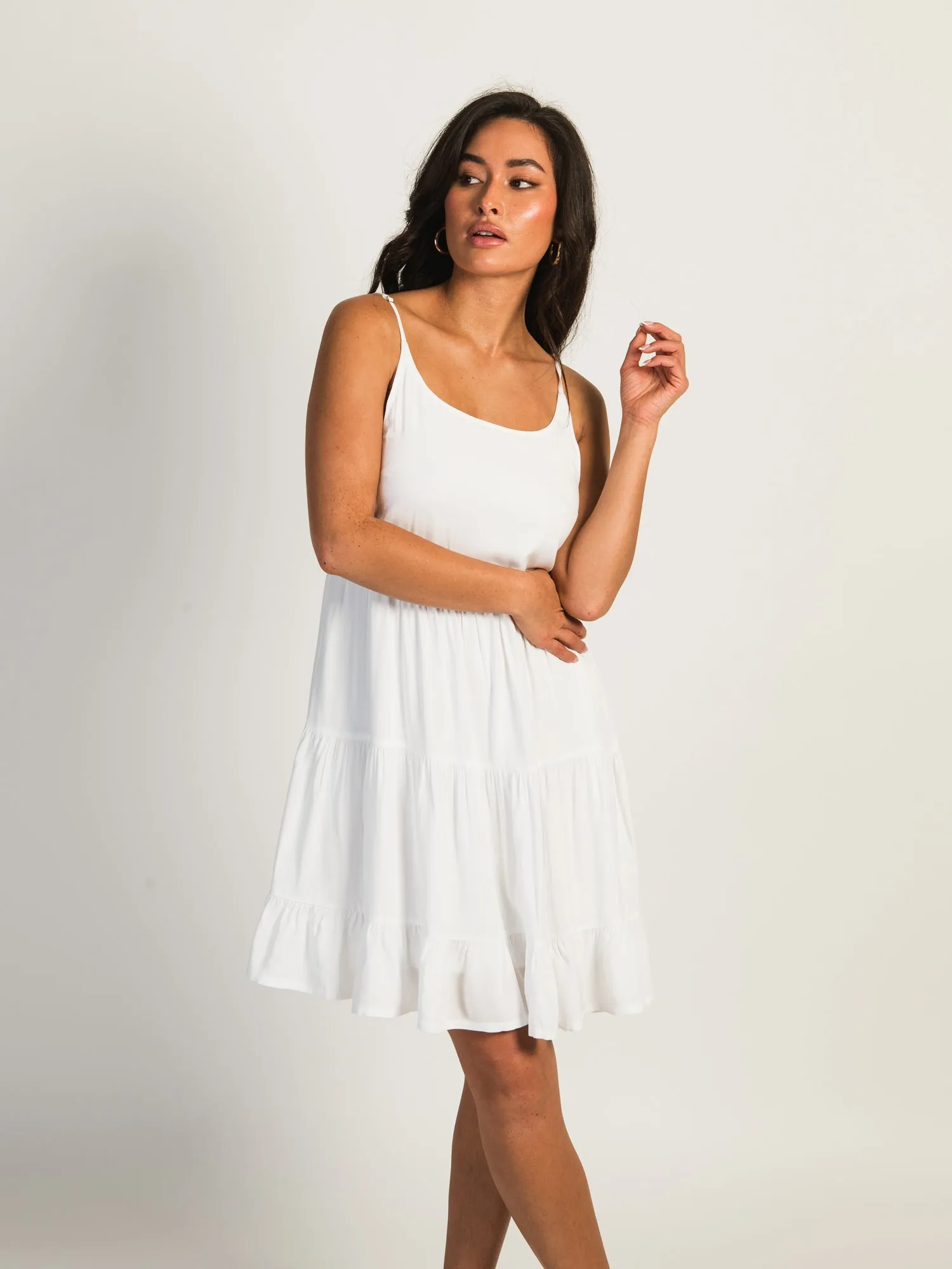 HARLOW TIERED LINED DRESS - WHITE