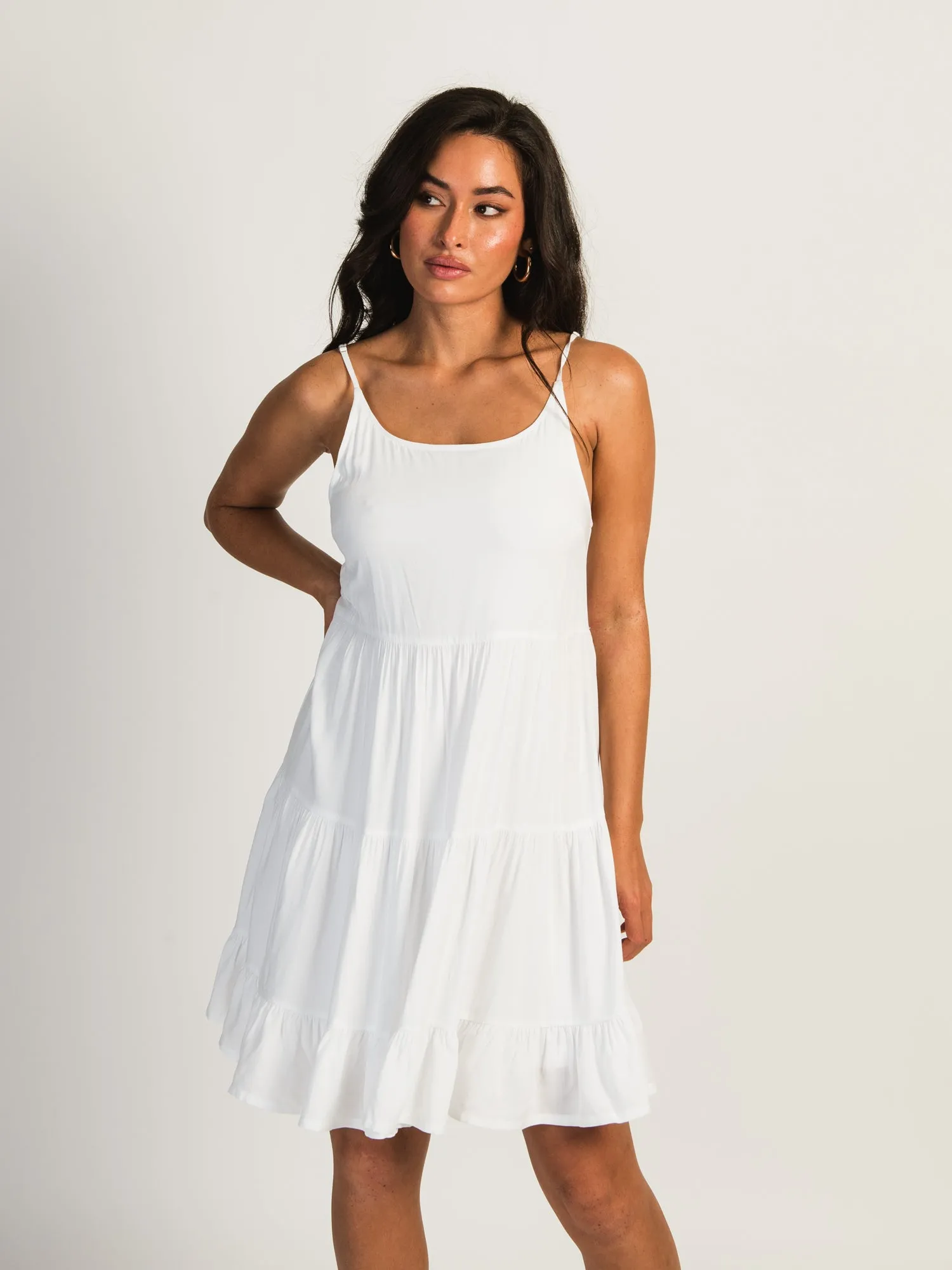 HARLOW TIERED LINED DRESS - WHITE