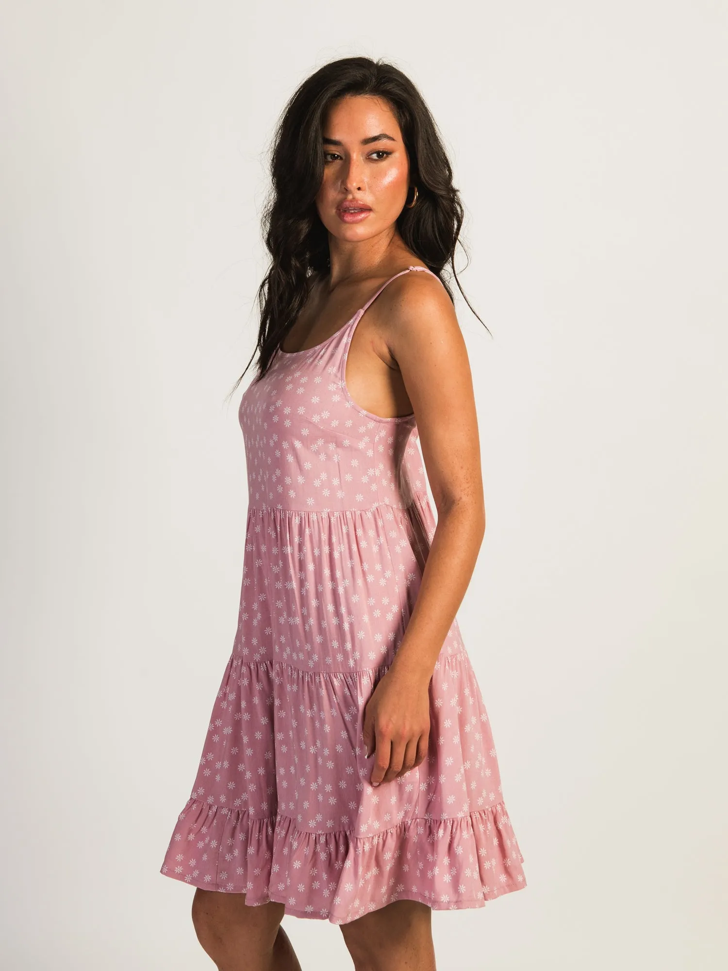 HARLOW TIERED PRINT DRESS - PINK DITSY