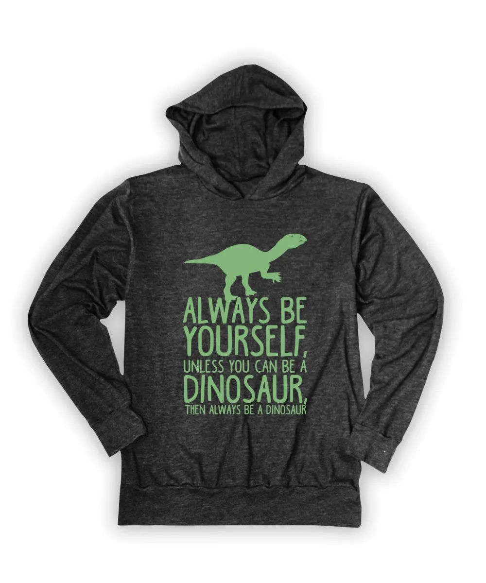 Heather Charcoal 'Always Be Yourself' Dino Lightweight Hoodie