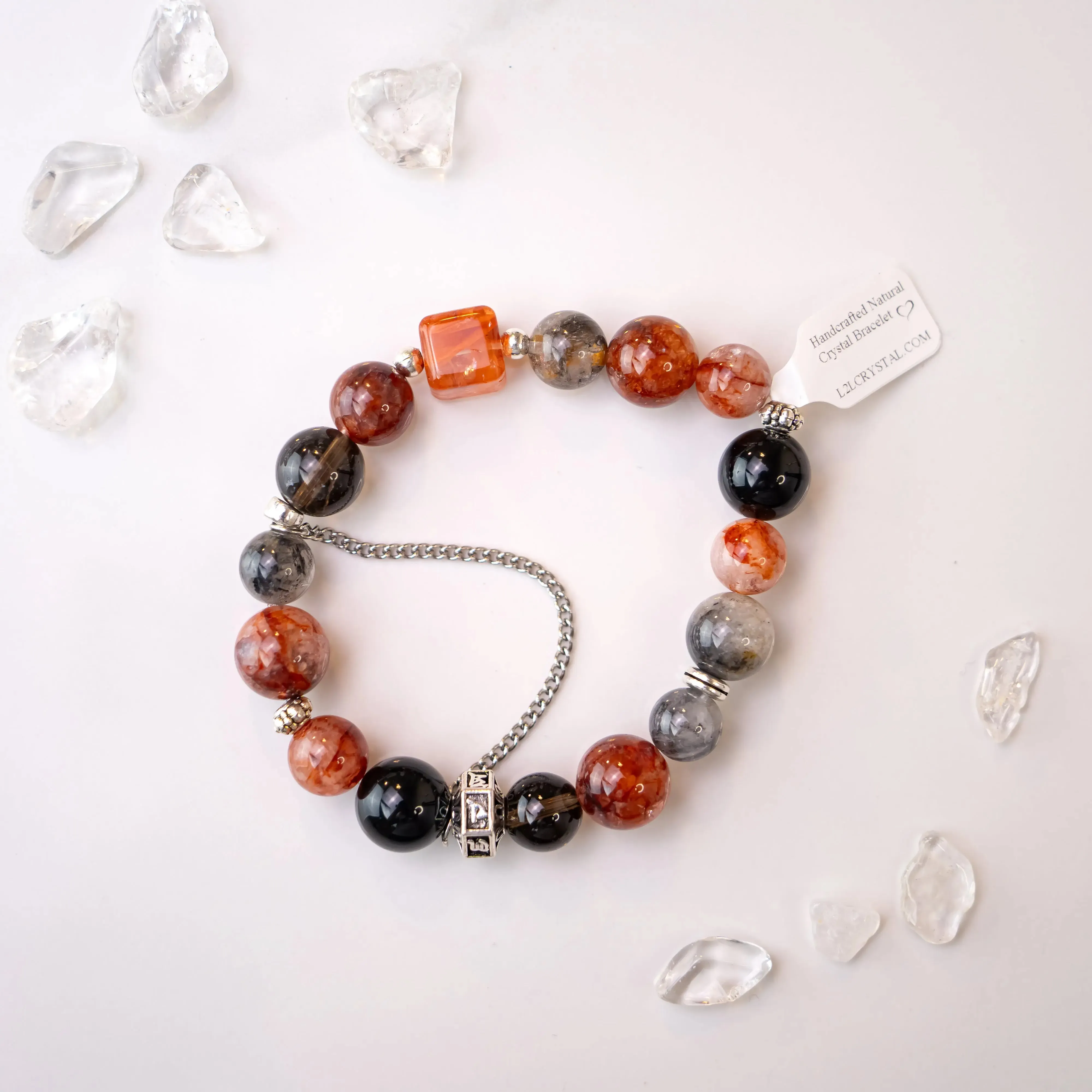 Herkimer Diamond Red Hematoid Quartz Bracelet