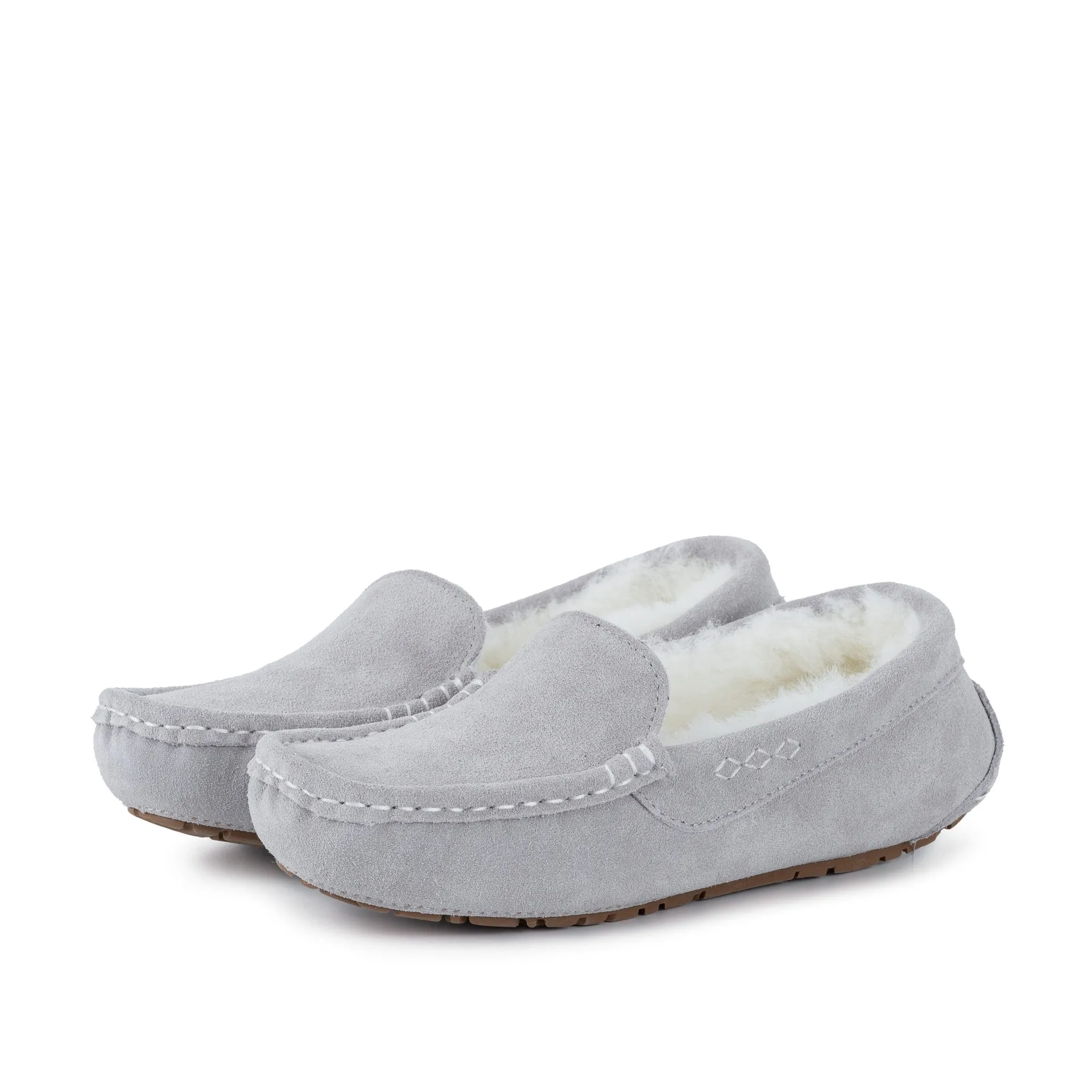 Ladies Evelyn Grey Sheepskin Moccasin