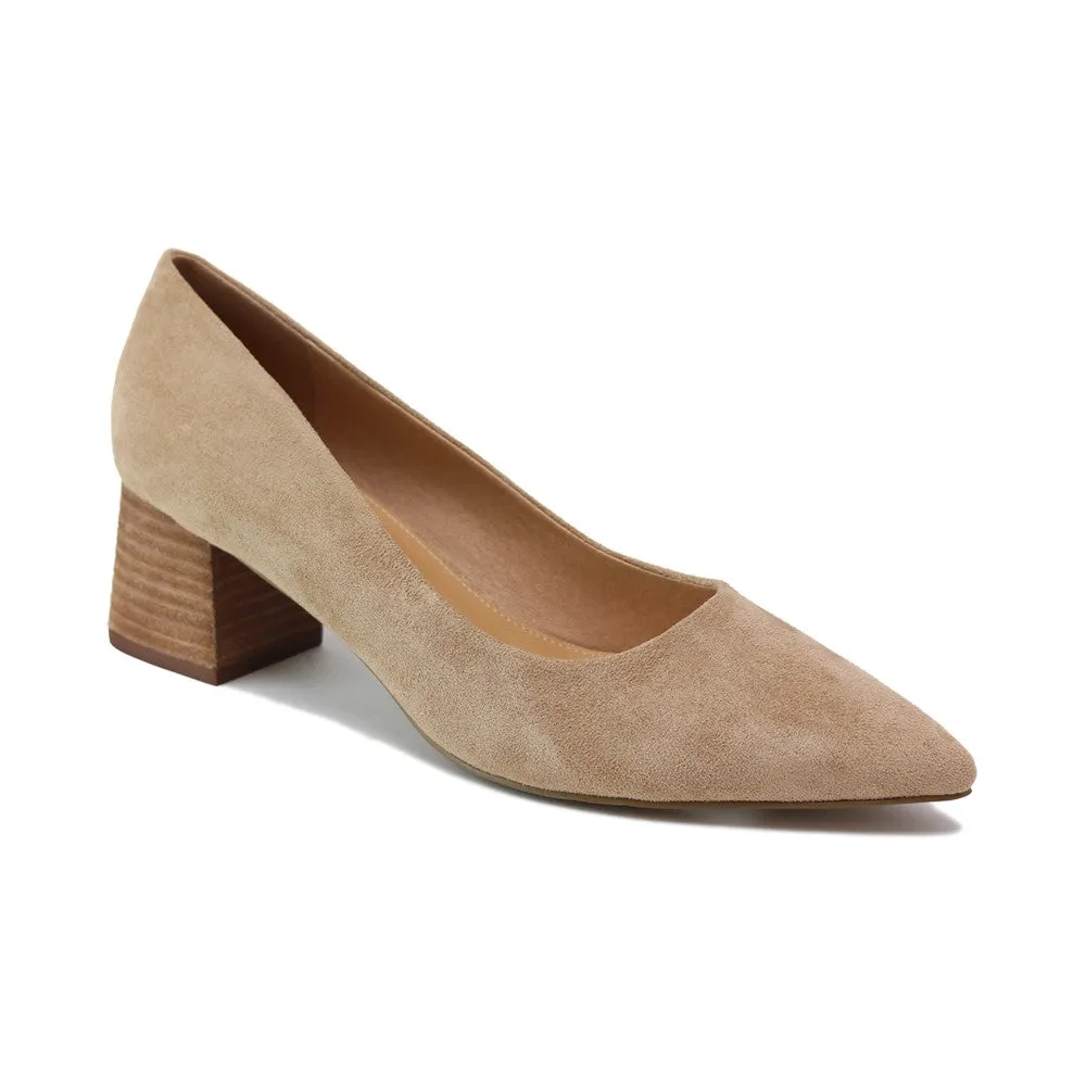 Ladies Suede Block Heel Pump