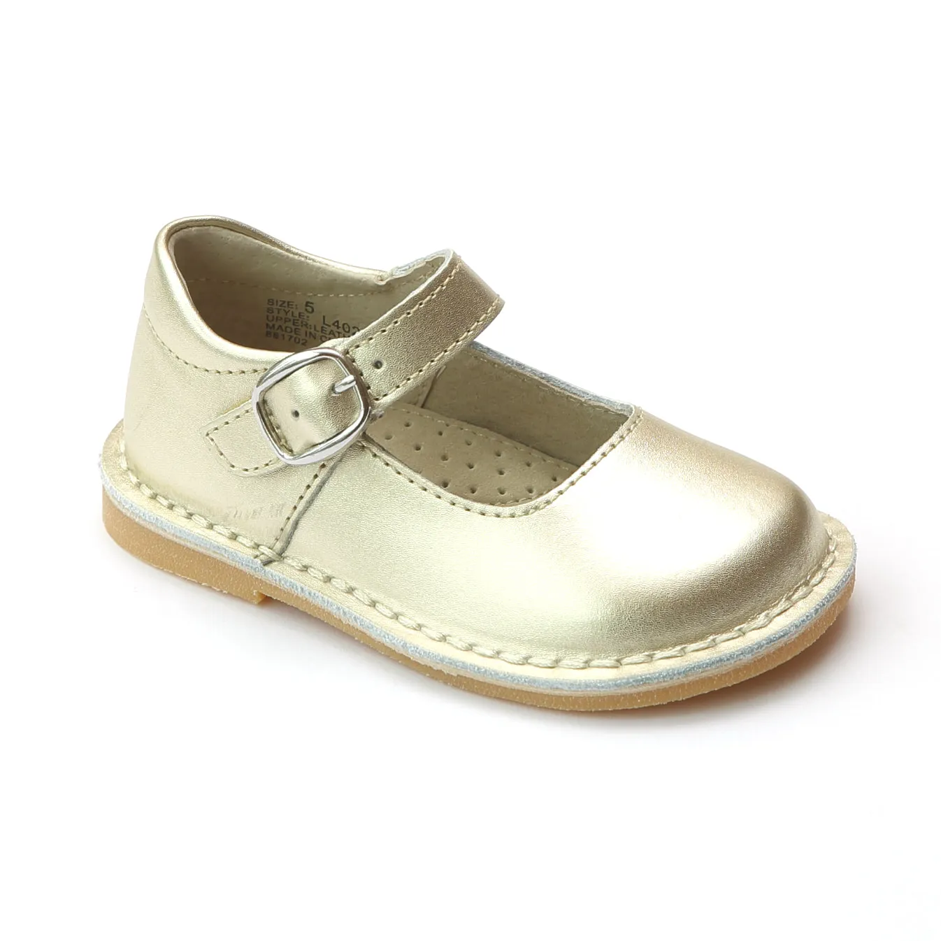 L'Amour Girls Classic Matte Leather Mary Janes