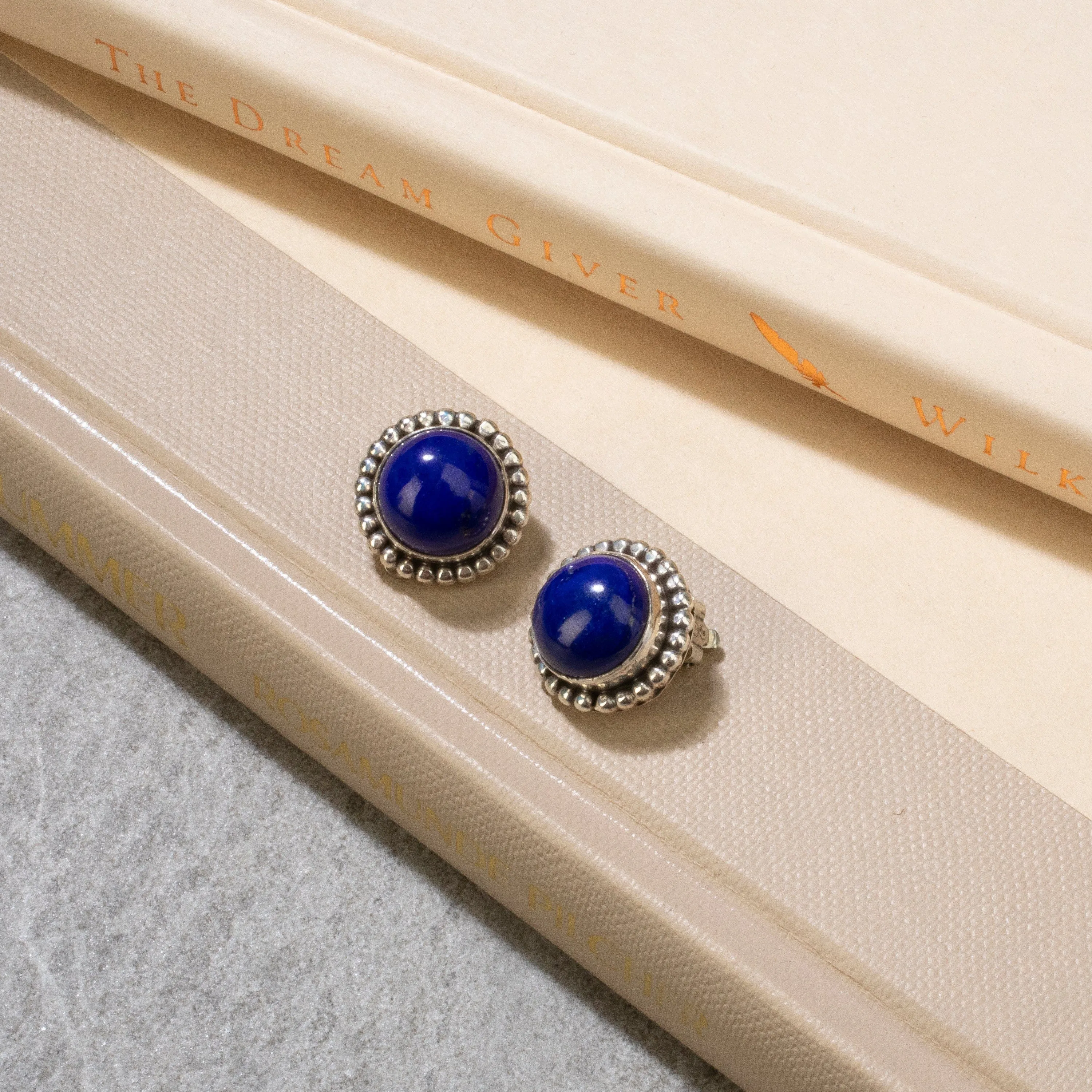 Lapis Round Navajo USA Native American Made 925 Sterling Silver Earrings with Clip On Backing