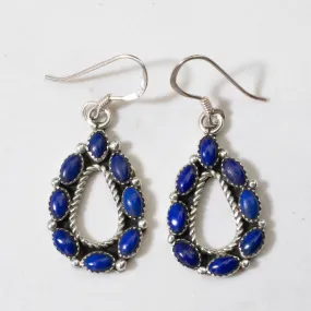 Lapis Teardrop Navajo USA Native American Made 925 Sterling Silver Earrings with French Hook