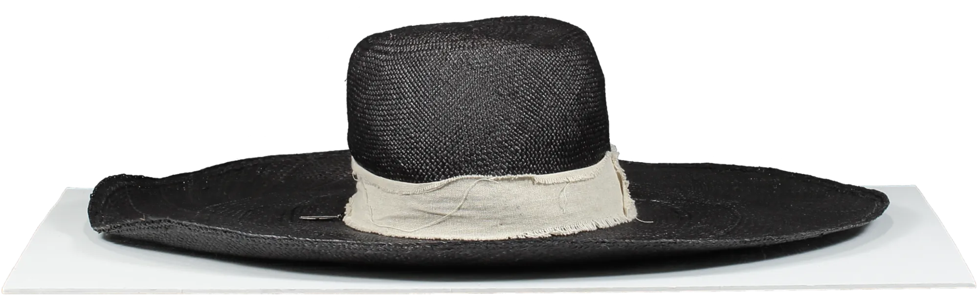 Large Black Straw Hat One Size