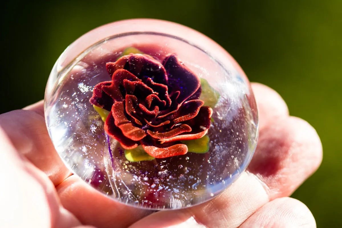 Large Rose Glass Touchstone with Infused Cremains