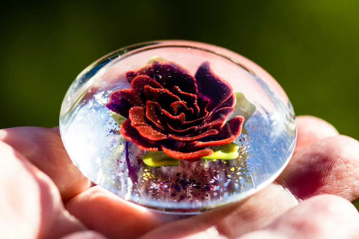 Large Rose Glass Touchstone with Infused Cremains