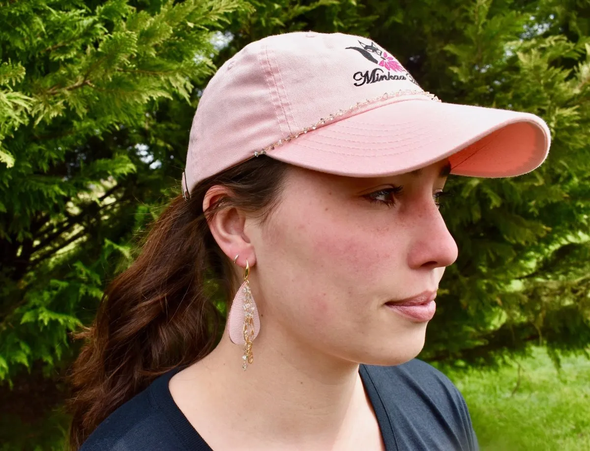 Leather Blushing Daisy Gold Chain Earrings