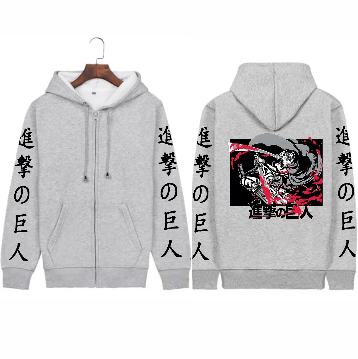 Levi Graphic Print Hooded Attack on Titan Hot Anime Plus Size Zipper Hoodie Men Women Sweatshirts Harajuku Streetwear Pullover