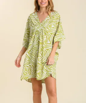 Lime Green and White Zebra Dress