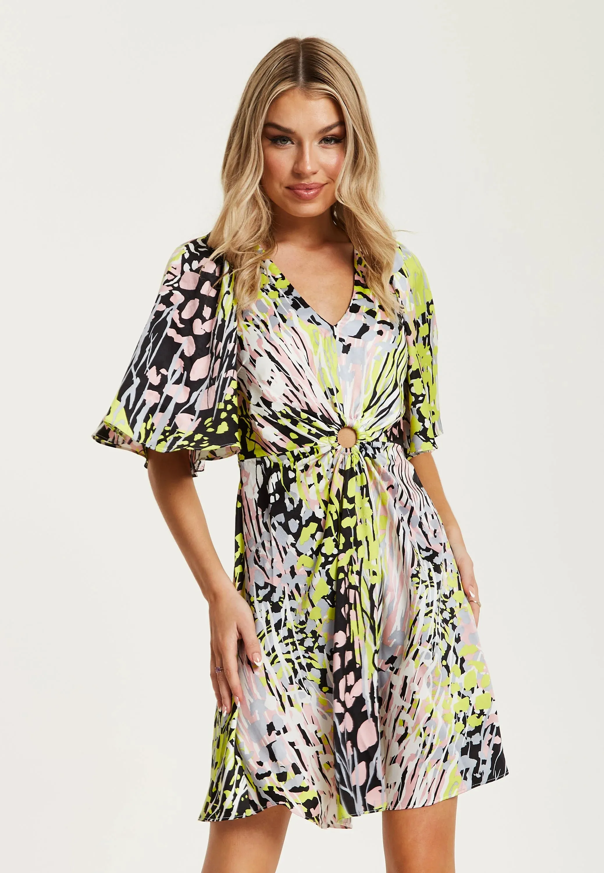 Liquorish Multicolour Abstract Print Mini Dress