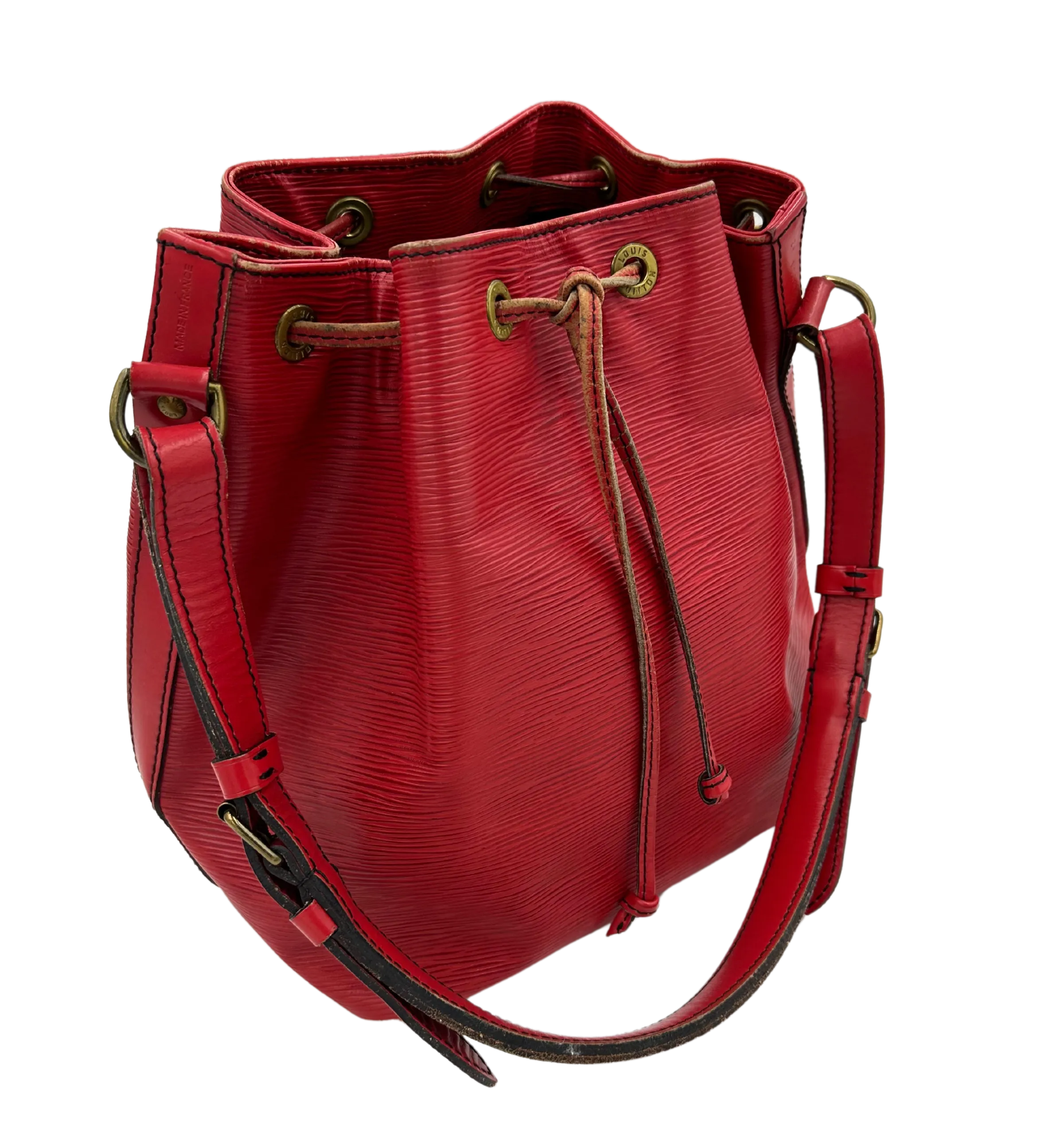 Louis Vuitton Red Epi Noe Shoulder Bag