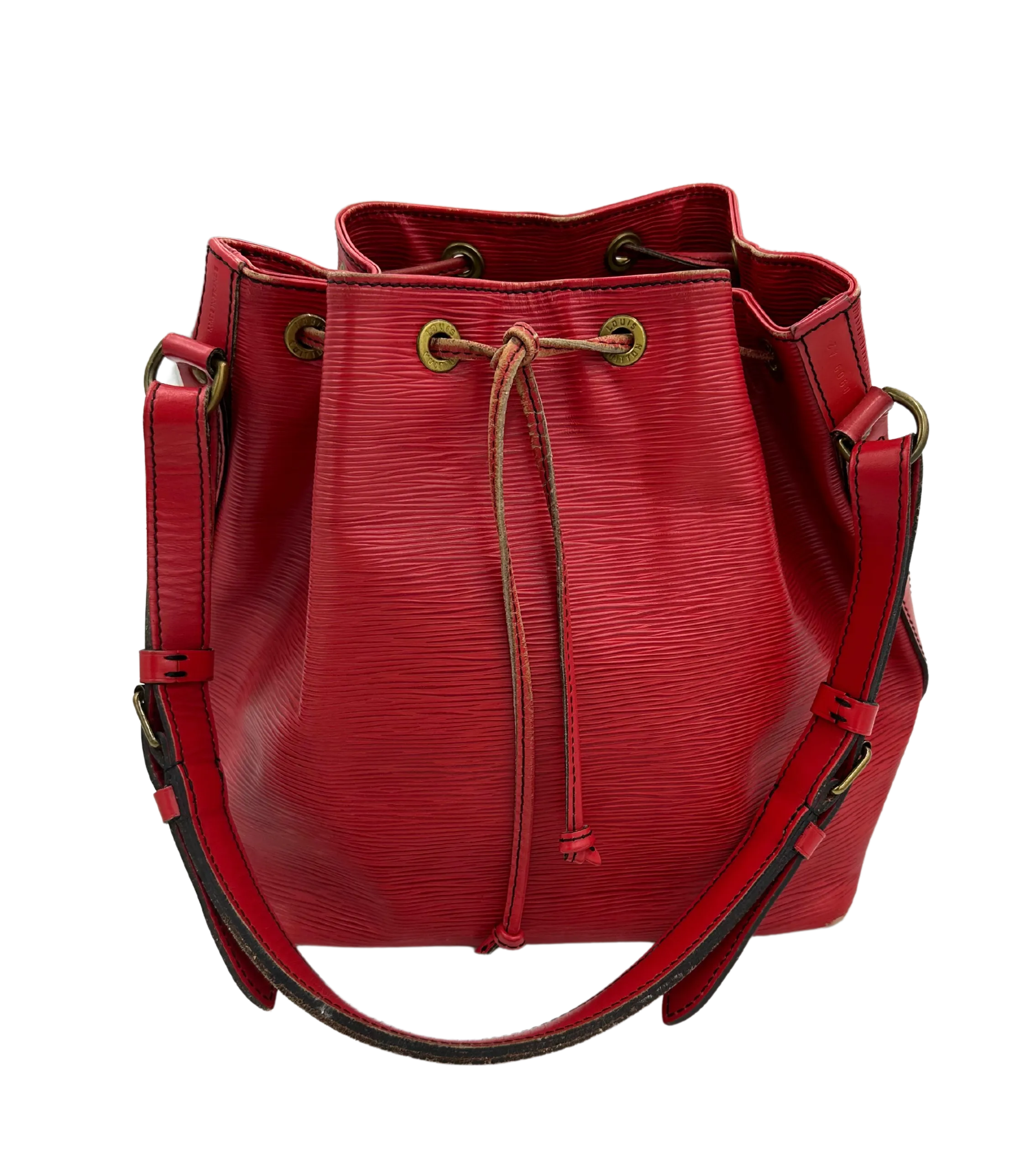 Louis Vuitton Red Epi Noe Shoulder Bag