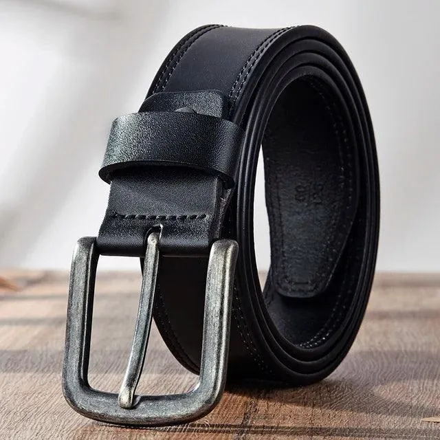 Male Leather Belt Men Male Genuine Leather Strap Luxury Pin Buckle Belts