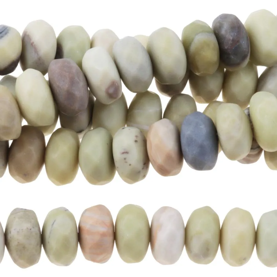 MATTE Australian Butter Jasper 8mm Faceted Rondelle 8-Inch