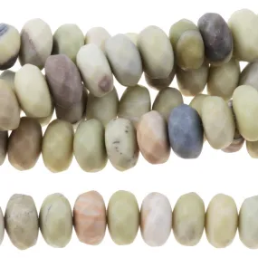 MATTE Australian Butter Jasper 8mm Faceted Rondelle 8-Inch