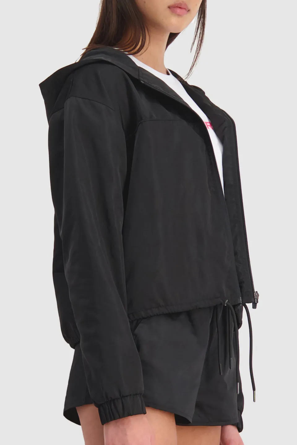 Medina Cinch Hood Black Luxe Sports Jacket