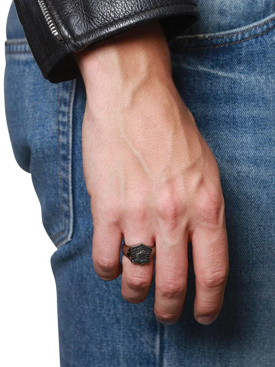 Men's Black Shield Ring