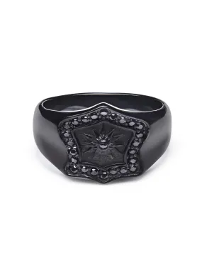 Men's Black Shield Ring