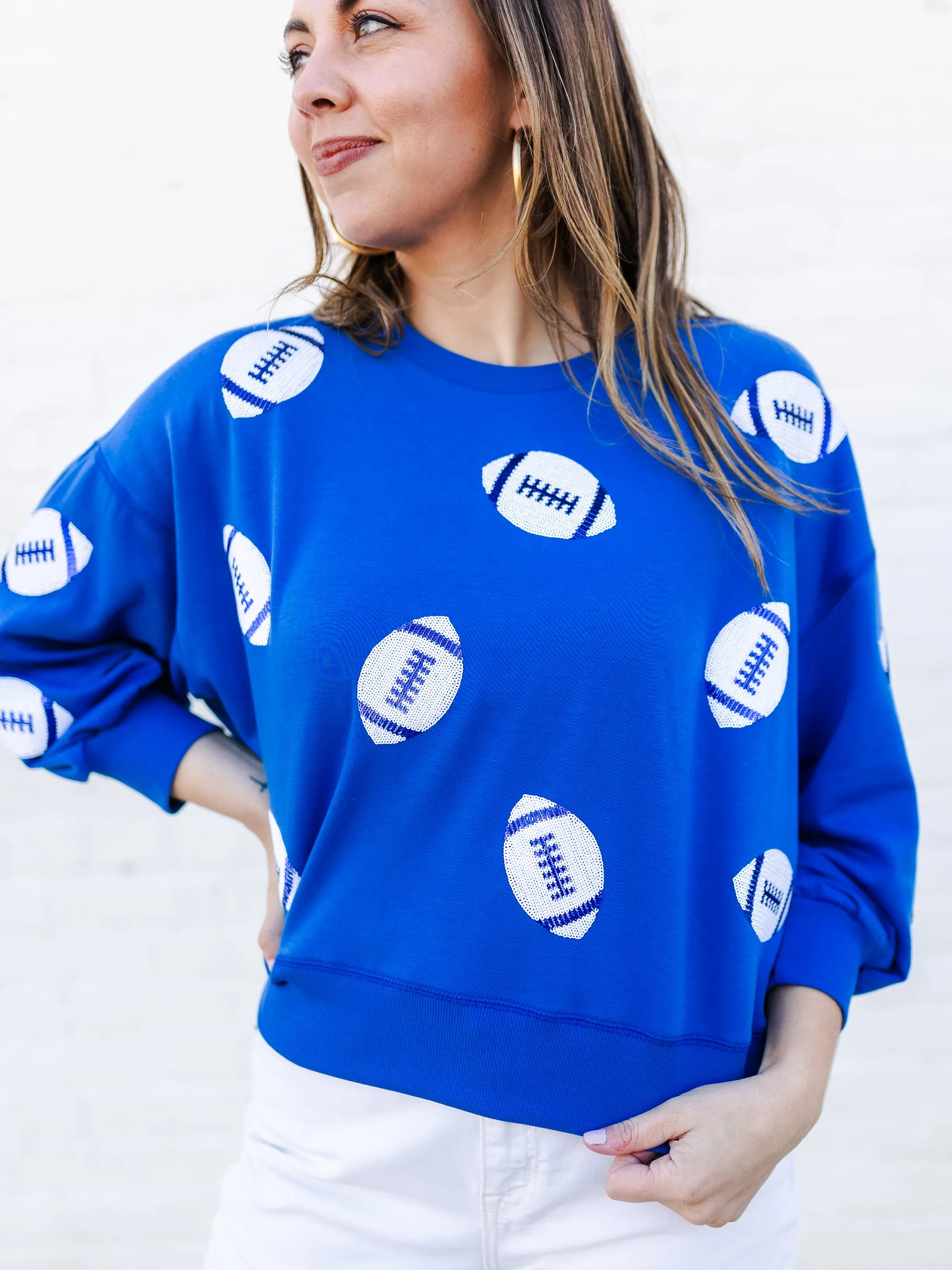 Millie Sweatshirt | Footballs Blue   White