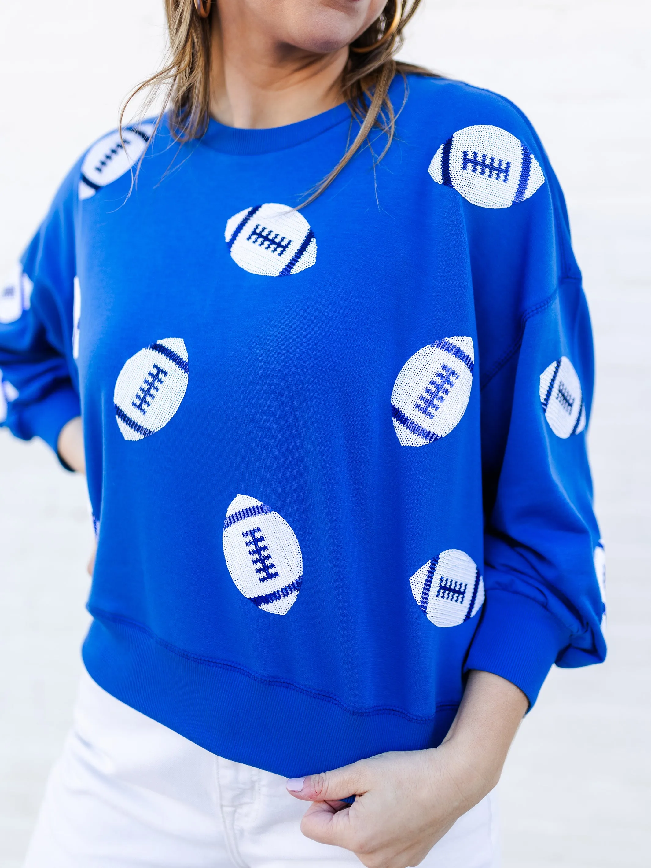 Millie Sweatshirt | Footballs Blue   White