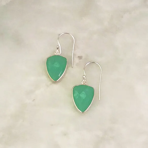 Mint Green Chalcedony Single Drop Hook Earrings