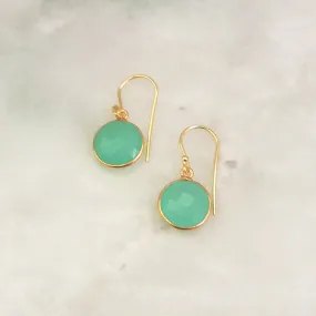 Mint Green Chalcedony Single Drop Hook Earrings