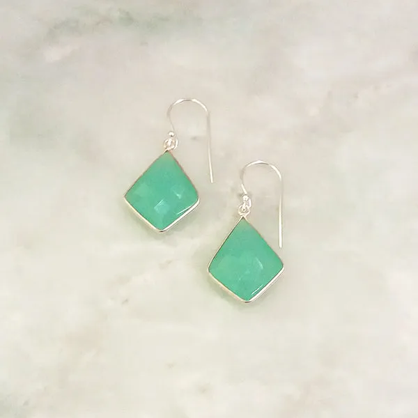 Mint Green Chalcedony Single Drop Hook Earrings