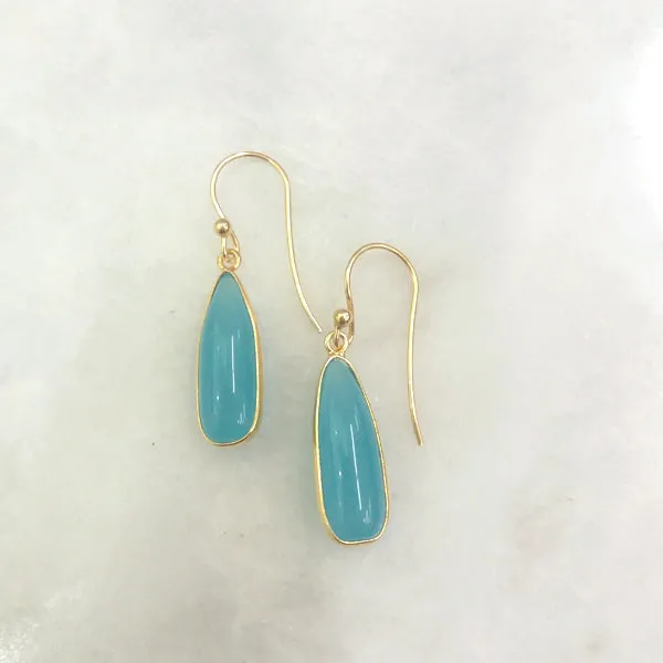 Mint Green Chalcedony Single Drop Hook Earrings