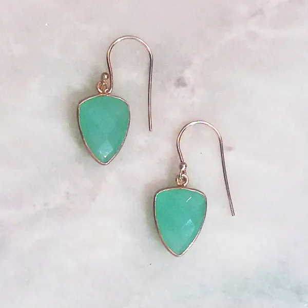 Mint Green Chalcedony Single Drop Hook Earrings