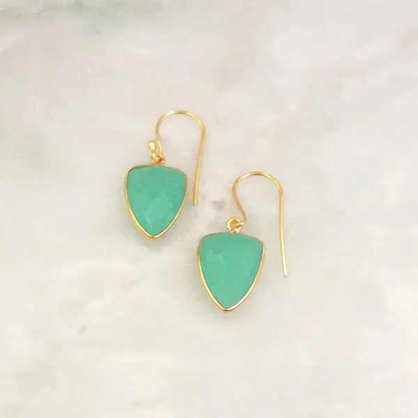 Mint Green Chalcedony Single Drop Hook Earrings