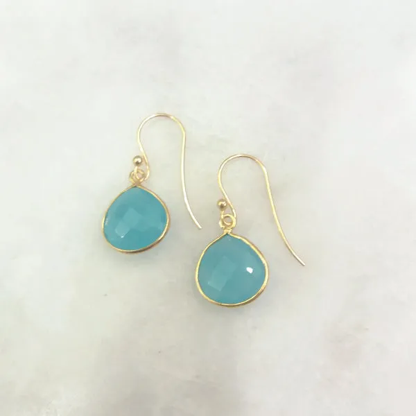 Mint Green Chalcedony Single Drop Hook Earrings