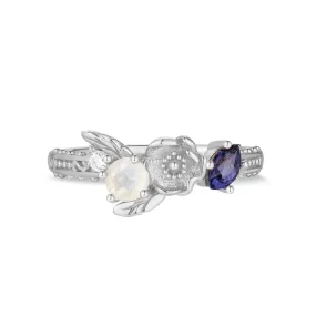 Moonstone & Iolite Silver Ring - Poppy