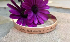 Mother Daughter Bracelet, Mother Daughter Jewelry, The Love Between A Mother And Daughter Is Forever, Personalized Cuff, Hand Stamped Cuff