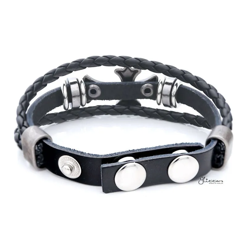 Multilayer Cross Adjustable Leather Bracelet