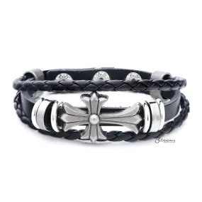 Multilayer Cross Adjustable Leather Bracelet