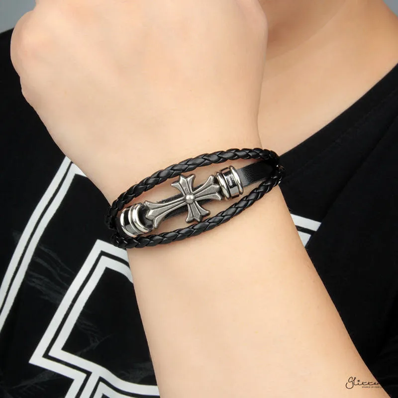 Multilayer Cross Adjustable Leather Bracelet